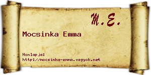 Mocsinka Emma névjegykártya